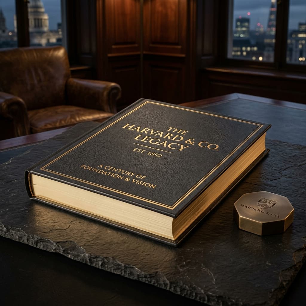 Premium leather-bound corporate legacy book volume cover mockup